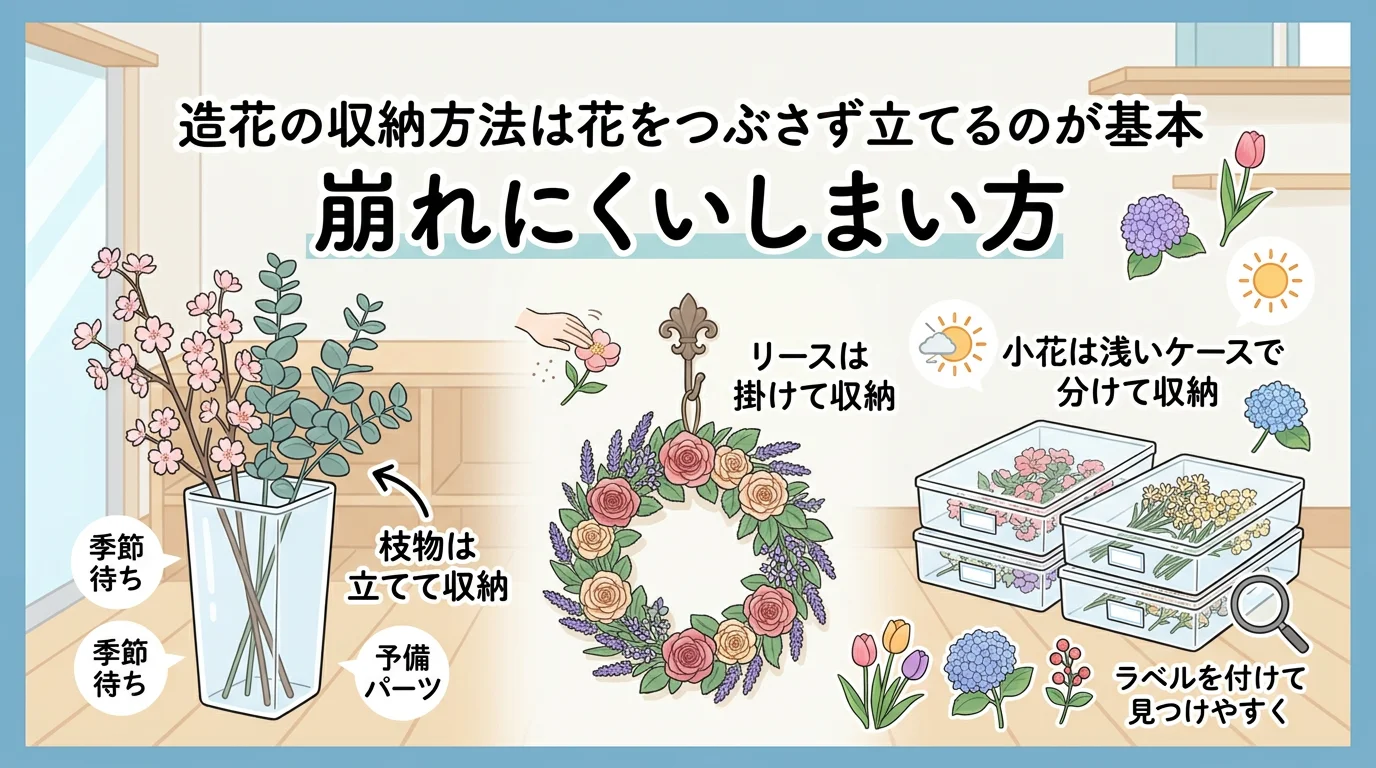 造花 収納方法 つぶさないしまい方