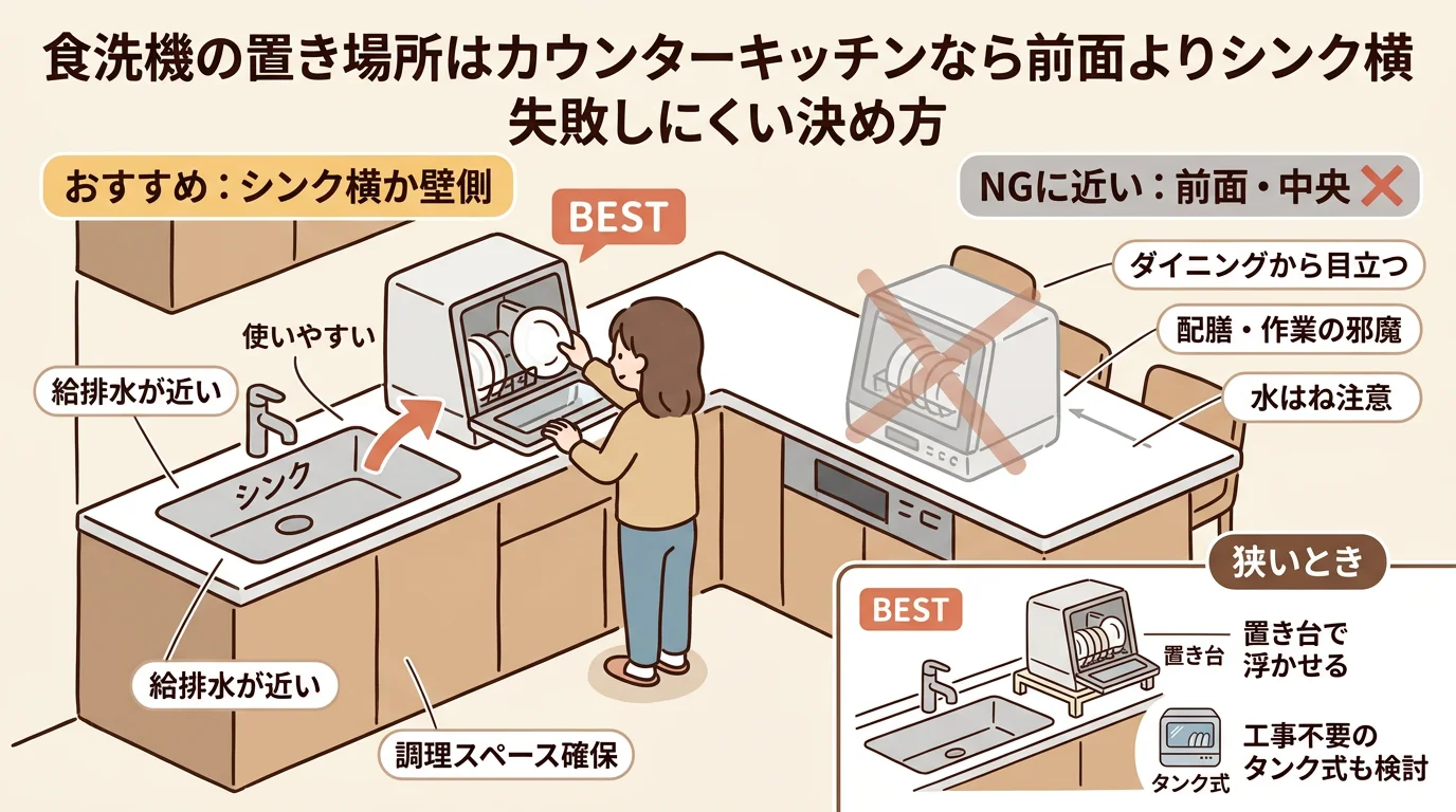 食洗機 置き場所 カウンターキッチンの決め方