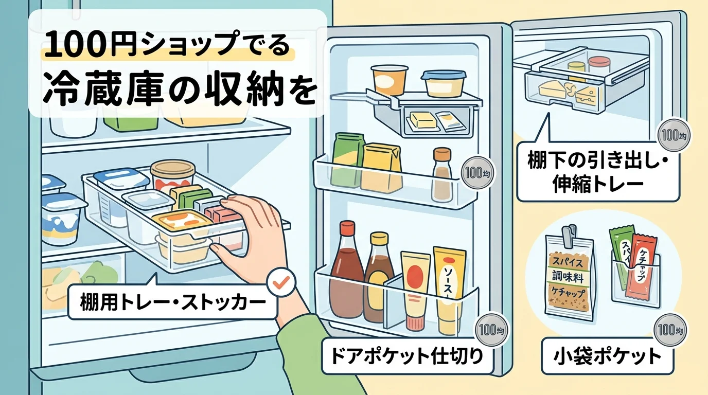 冷蔵庫 収納 アイデア 100均で選ぶ4タイプ