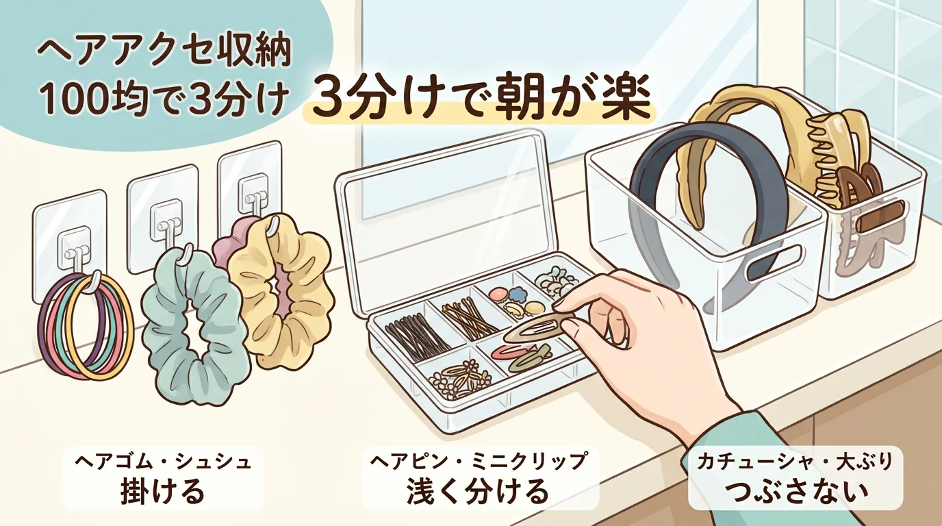 ヘアアクセサリー 収納 100均で失敗しにくい分け方