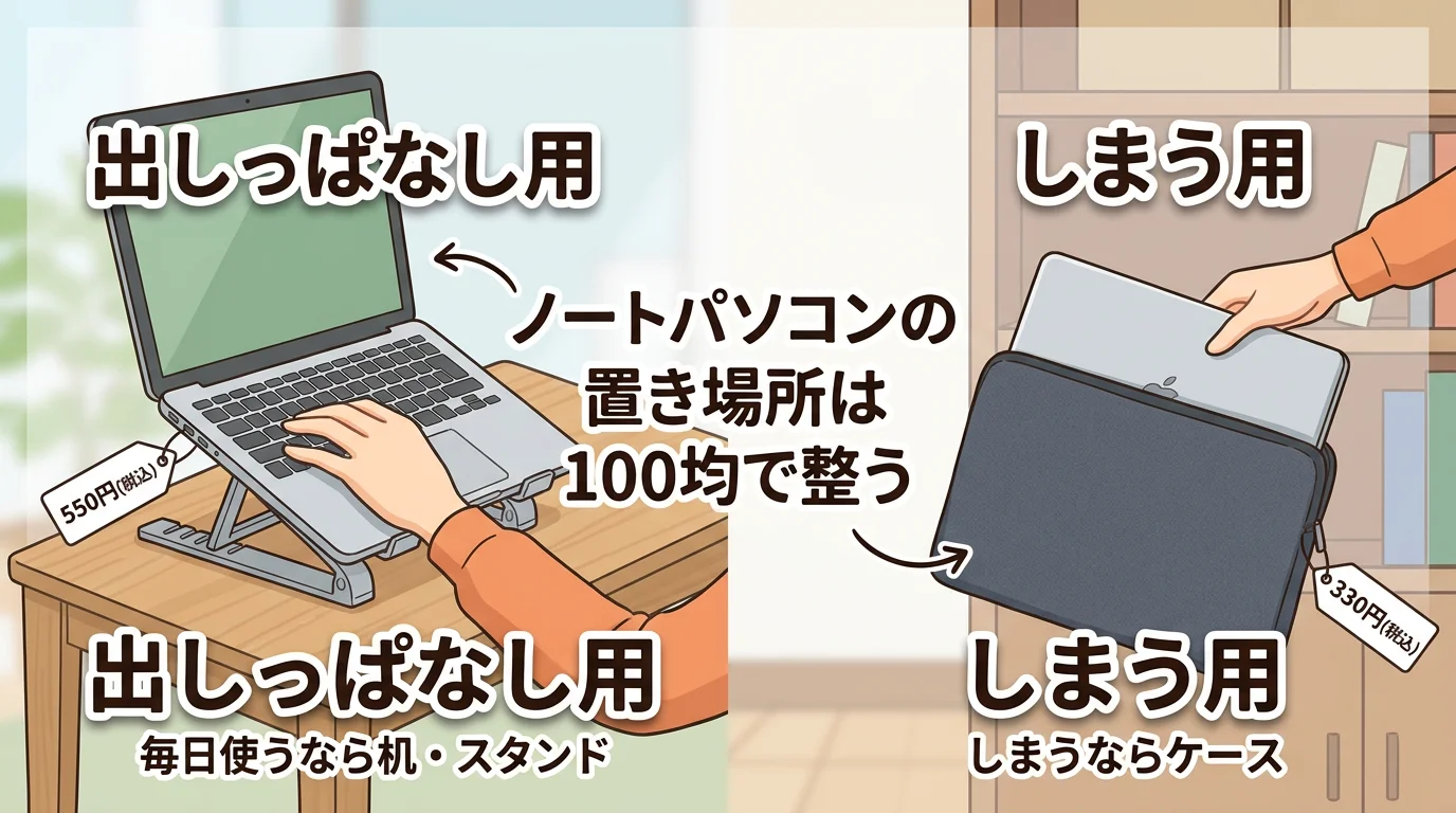 ノートパソコン 置き場所 100均で失敗しにくい決め方