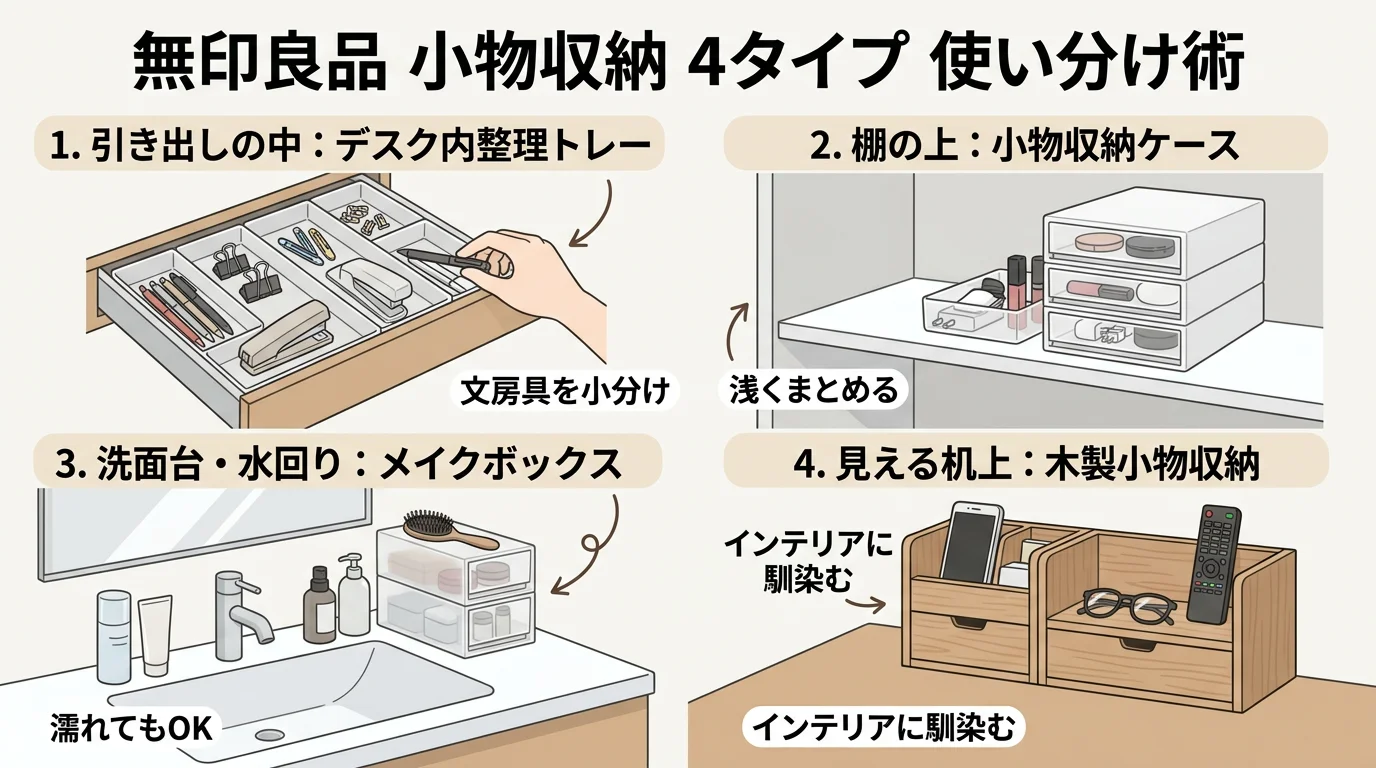 無印 小物収納ボックス アイデア4タイプの使い分け