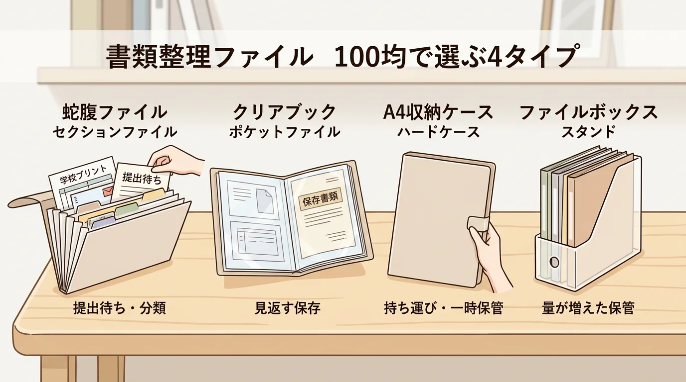 書類 整理 ファイル 100均で選ぶ4タイプ