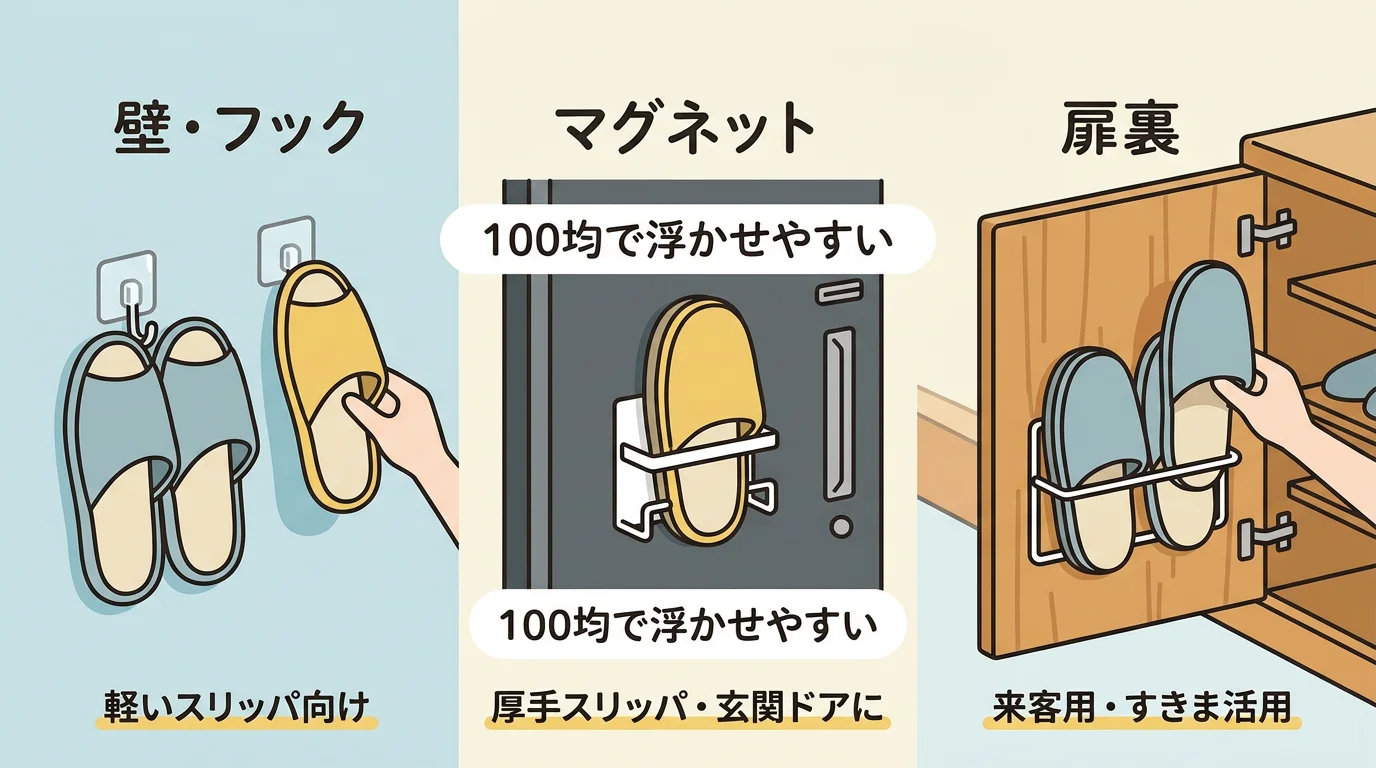 スリッパ 浮かせる収納 100均で失敗しにくい選び方
