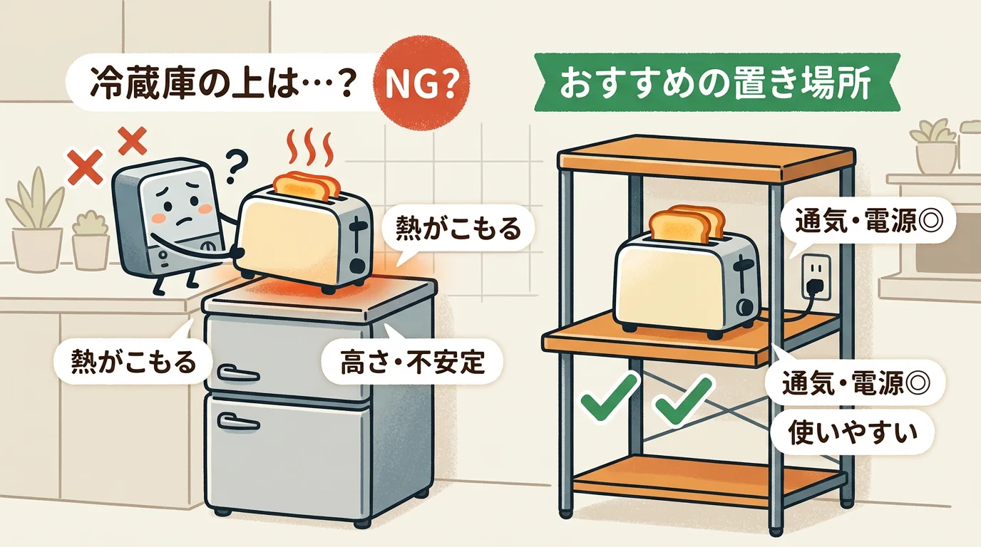 トースター 置き場所 冷蔵庫の上は基本おすすめしない