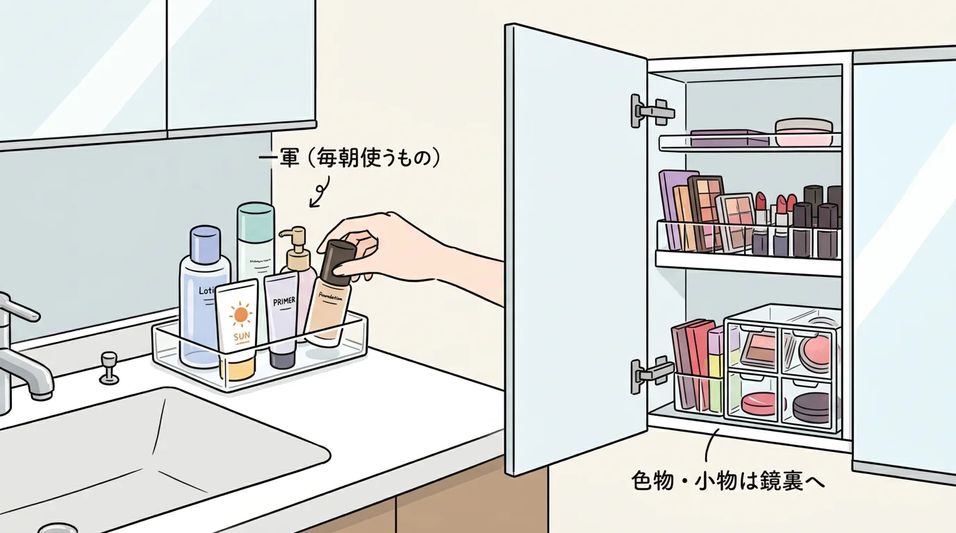 洗面所 化粧品 収納 100均で失敗しにくい分け方