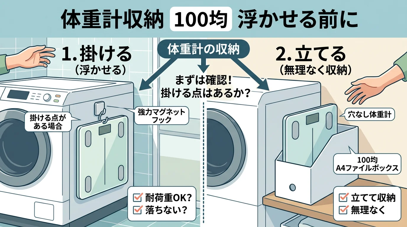 体重計 収納 100均 浮かせる前に見たい条件と置き方